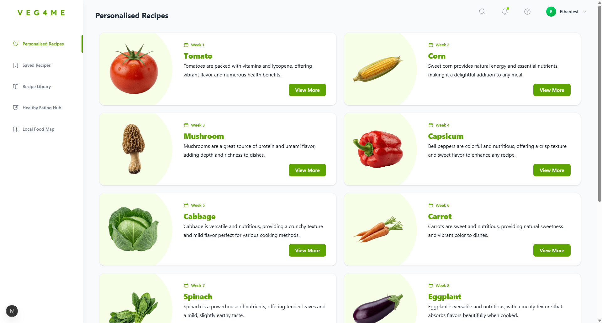 VEG4ME Application Interface